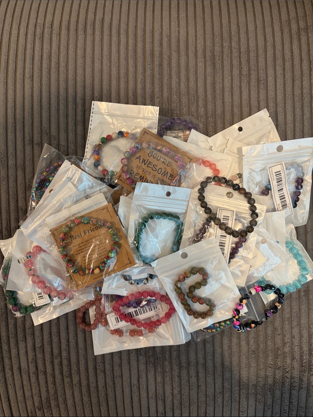 Colorful Beaded Stretch Bracelet - Multi Color lot of 47